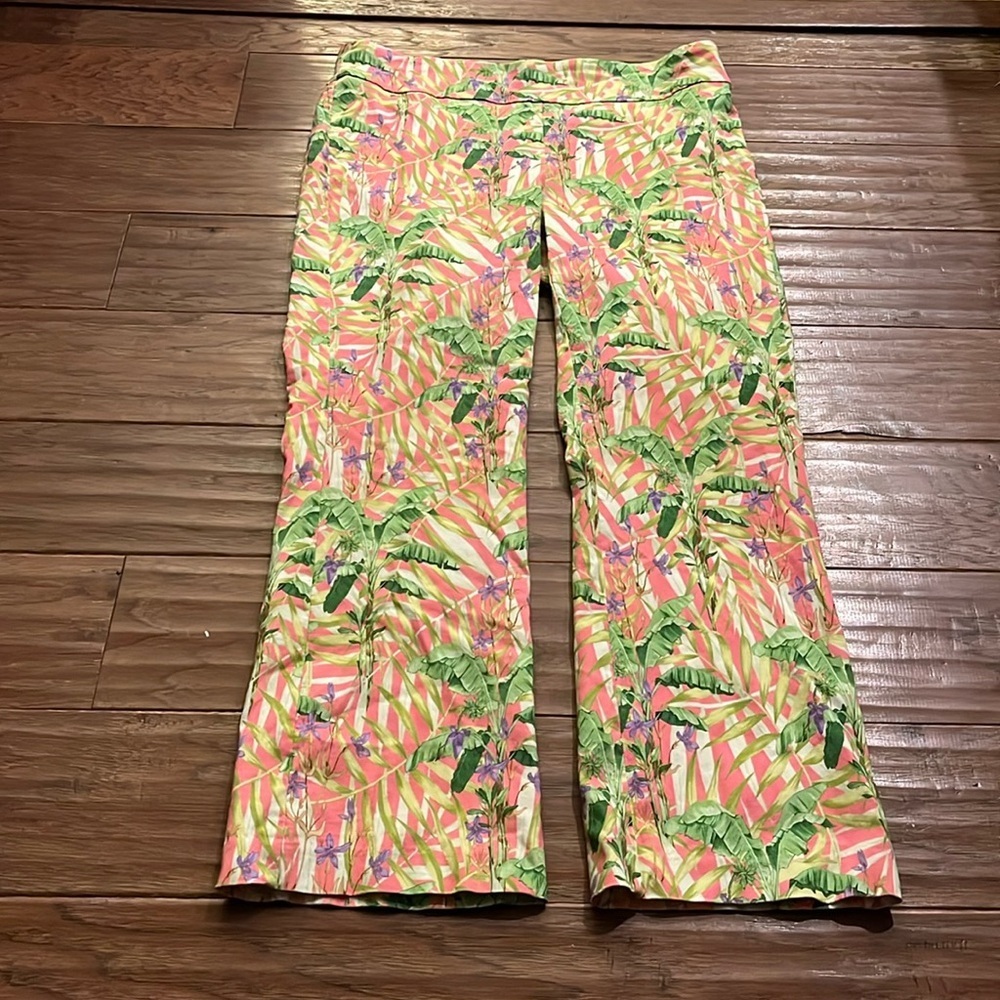 J. McLaughlin Tropical Print Stretch Cropped Pants Size 10